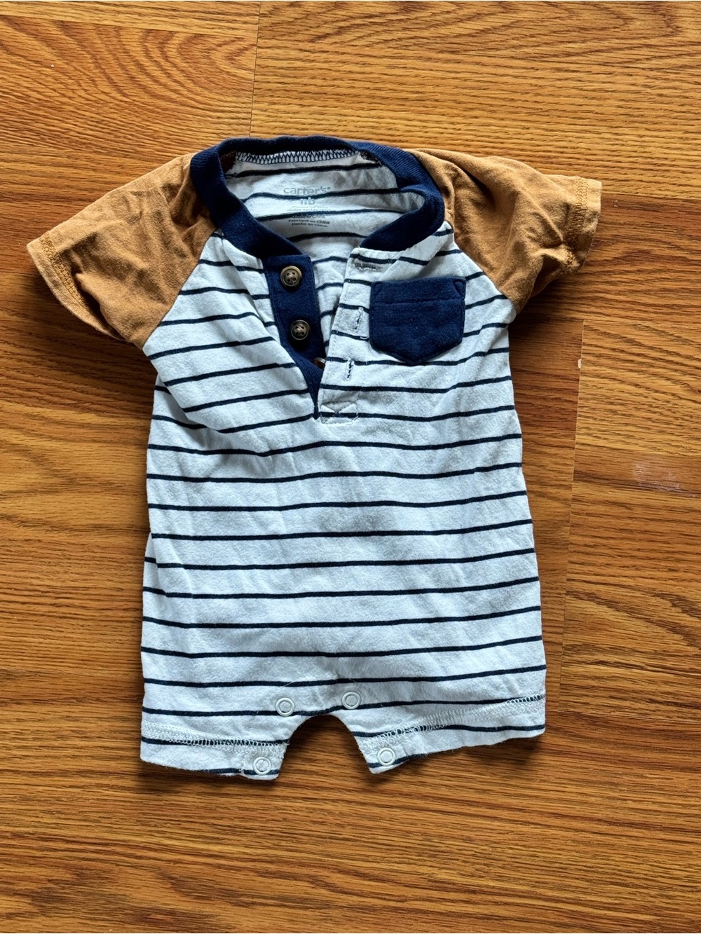 Carter's Navy, White & Tan Striped Baby One-Piece Bodysuit